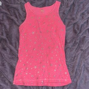So girls pink tank top with silver stars